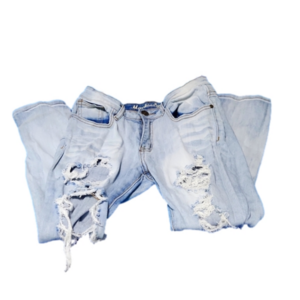 Machine distressed skinny jeans sz. 9